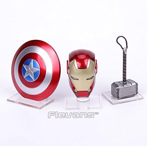 Avengers Super hero Mini Weapons Captain America Shield + Iron Man Helmet + Thor Hammer Figures Model Toys Set 5-8 CM Approx