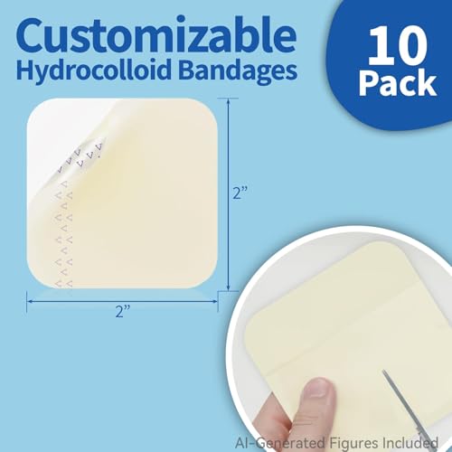 Ourmed Hydrocolloid Plasters Large 5 x 5 cm, 0.3 mm Thick, Waterproof Wound Plasters with Adhesive Surface for Light Exudate Wounds, Blisters, Acne, Surface Wound Care Pack of 10