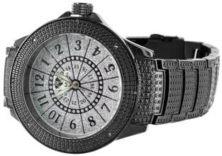 Exquisite Black Gold Finish Ice Mania Ice Time Techno Com KC Real Diamond Watch