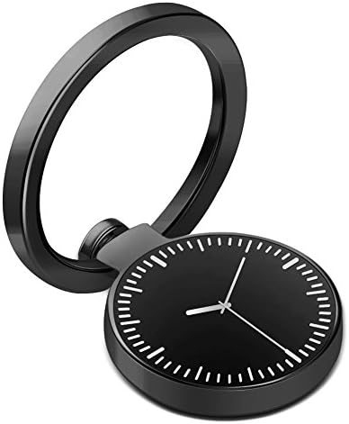 Cell Phone Ring Holder, 360° Rotation 180° Flip Universal Smartphone Anti-Slip Grip / Kickstand / Car Mount Finger Phone Ring Stand Holder - Black