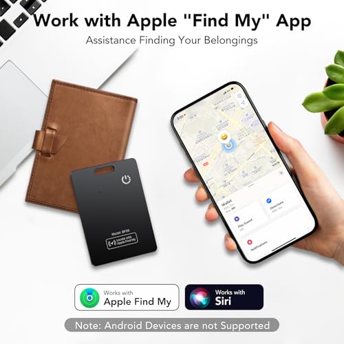 Wallet Tracker Card 2-Pack [Apple MFi Certified], Air Tracker Tag Works with Apple Find My (iOS Only), IP68, Rechargeable Bluetooth Tracker Card for Wallet Luggage Suitcase, Bag, Passport, Black