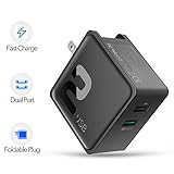 USB Wall Charger - 30W Dual USB Ports Travel Charger, QC3.0 Quick Charge for Samsung Galaxy Note8 / S8 / S8+, LG G6 / V20, HTC 10, Cube Sugar Design with Foldable Plug for iPhone iPad and More