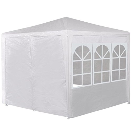 Zelt mit 6 Seitenwänden Weiß 2 x 2 m Klapppavillon Euroland Außenpavillon Wasserdichter Pavillon – Bild 7