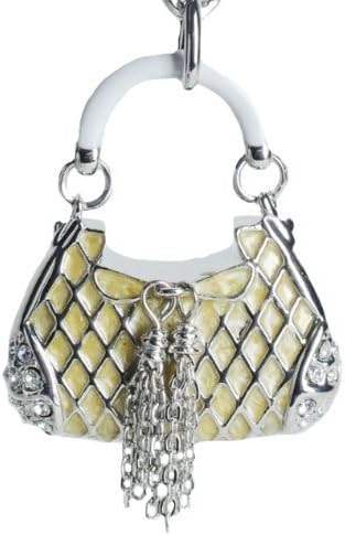 Lilly Rocket Yellow Crisscross Enamel Handbag and Tassel Key Chain with Swarovski Crystals