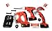 Power Tool Play Set of 12 Pieces: Electric Drill, Jig Saw, Flashlight, Drill Bit Case, Flathead Bit, Phillips Bit, 2 Screws, 2 Nuts, Tape Measure, Measurement Card by Kid Connection