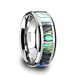 Tungsten Wedding Band with Mother of Pearl Inlay 8mm Tungsten Carbide Ring