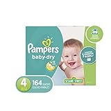 Pampers Baby-Dry Disposable Diapers Size 4, 164 Count, ONE MONTH SUPPLY