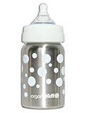 organicKidz Wide-Mouth Baby Bottle, White Dots, 9 Ounce