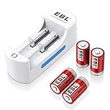 EBL RCR123A Rechargeable Batteries Arlo Batteries Li-ion 3.7V Battery (4-Pack) with Li-ion Universal Battery Charger for Arlo Camera