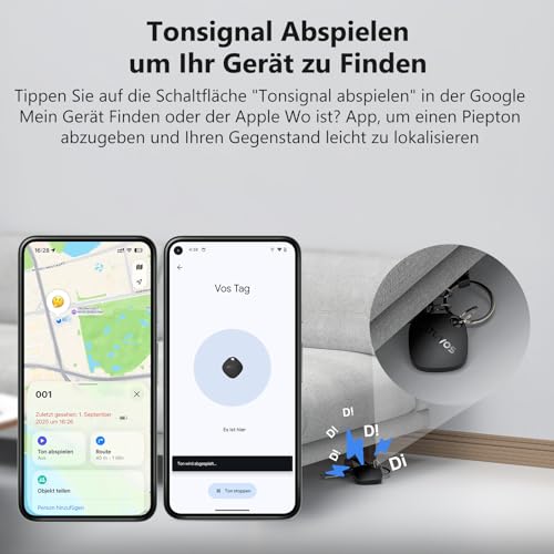 ATUVOS Air Tag Pro Smart Tags Tracker for Android & iOS, New Dual System Key Finder Compatible with Google Find My Device or Apple Where? App, Smarttag Keyfinder for Luggage, Suitcase, Pack of 2