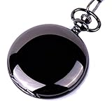 Classic Smooth Surface Black Pocket Watch with Chain