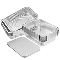 BESTONZON 20PCS Heavy Duty Thicker Aluminum Foil Pans With Board Lids for Cooking, Roasting, Baking - 10" X 7.5" X 2.5"