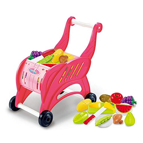 Kids Electronic Kitchen Play Set And Shopping Cart Chess Set ,Toddler Kitchen Cooking Set Pink,Kids Kitchen Pretend Play Food For Girls Boys 3-12 Years Old (Multicolor/Ship from US)