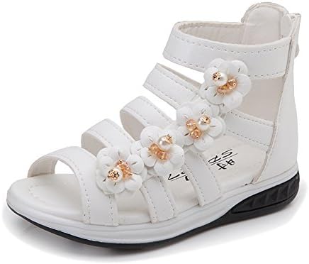 Lagvis Toddler Little Kids Girls Fashion Flower Beaded Sandals White 27 9.5 M Toddler