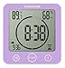KADAMS Digital Bathroom Shower Kitchen Wall Clock Timer with Alarm, Waterproof for Water Spray, Touch Screen Timer, Temperature Humidity, Suction Cup Hanging Hole Stand - Purple