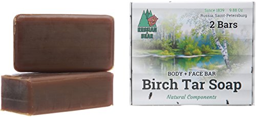 Natural Birch Tar Soap. (9.6 oz. Pack of 2 Bar). Care Body and Face. Treatment of Eczema and Psoriasis. Soap Essential Oils. Acne and Blackhead Treatment. For Men, Women & Teens. For All Skin Types.