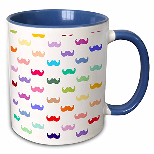 3dRose Colorful Rainbow Mustache Pattern on White aka multicolored multicolor f…