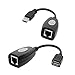 USB (Male) to RJ45 + USB (Female) USB Over Cat5/5e/6 Extension Adapter RJ45 -Up to 150ft Length