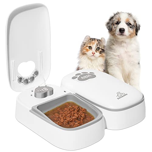 ZMAYPLUS Automatic Cat Feeder, 2 Meal Smart Pet Feeder, Timed Feeder for Cats&Dogs with Display, Dry or Semi-Moist Pet Food Dispenser, 1-48 Hours Timed Feeder for Cats&Dogs, Auto-On Smart Pet Feeder.
