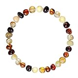 Adult Baltic Amber Bracelet (Unisex, Multicolor, 7.5 Inches) Lab-Tested 100% Certified Baltic Amber - Natural Pain Relief & Anti-Inflammatory for Migraine, Sinus, Arthritis & More