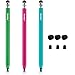 Honsky Cell Phone and Tablet Stylus for Touch Screens: Universal Slim Long Metal Pencil-Like Stylist, Touchscreen Pen - Blue, Hot Pink, Green - Six Sided, 3 Packs