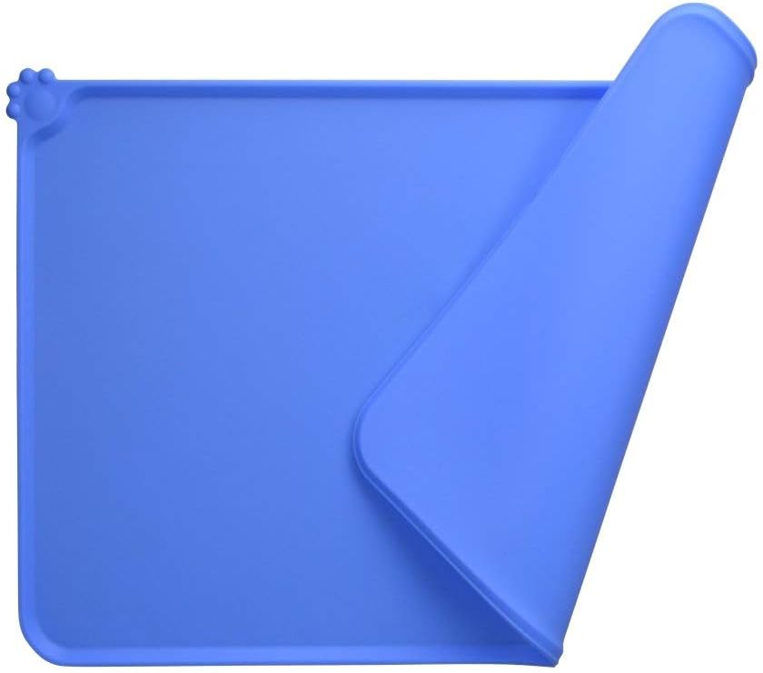 MOACC Dog Food Mat, Silicone Pet Feeding Mat, Non Slip & Waterproof Bowl Mat for Dog and Cat 47 x 30 cm, Blue
