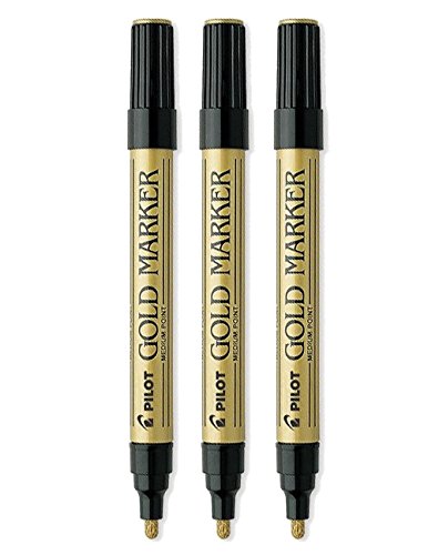 Pilot Gold Metallic Permanent Paint Markers, Medium Point, 3-PACK(41700)