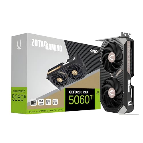ZOTAC Gaming GeForce RTX 5060 Ti 16GB AMP DLSS 4 16GB GDDR7 128-bit 28 Gbps PCIE 5.0 Gaming Graphics Card, IceStorm 2.0 Cooling, White LED Lighting, ZT-B50620F-10M