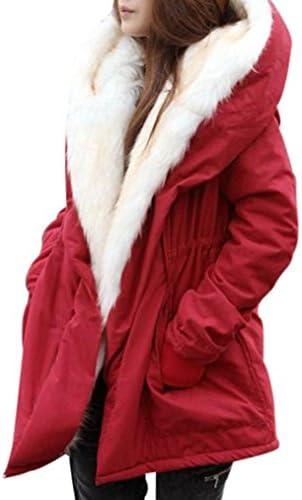 Women Coat, New Hot Sale Women Winter Warm Thick Fleece Faux Fur Coat Jacket Parka Hooded Trench Outwear by Neartime (❤️Asian sizeM, Red)