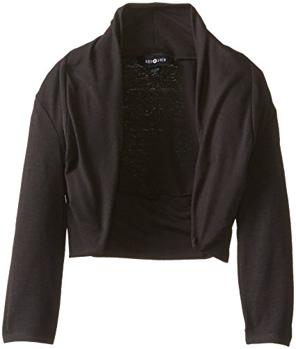 Amy Byer Girls' Picture Perfect Knit Cardigan Sweater Shrug, Black, Medium