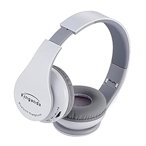 kinganda 密閉型Bluetoothヘッドフォン 3.5mmオーディオ有線ヘッドセット (ホワイト)