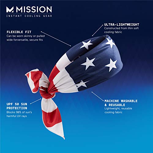 Mission Cooling Bandana Adjustable, Cools Instantly When Wet, UPF 50