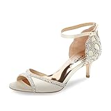 XYD Ballroom Dance Shoes Wedding Sandals Pumps with Rhinestones Ankle Strap Peep Toe Heels for Women