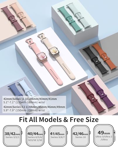 Yoohoo Compatible with Apple Watch Strap 44 mm 40 mm 46 mm 45 mm 42 mm 41 mm 38 mm 49 mm Women Men Sports Silicone Compatible with Apple Watch Series 11 10 9 8 7 6 5 4 32 2 1 1SE Ultra 3 2 1