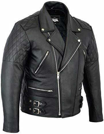 Real Leather Biker Brando Jacket Classic Retro Black Motorcycle Style