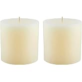 Mister Candle Non Scented Pillar Candle, Unscented 4 x 4 Inch Candles (Set of 2) Hand Poured Ivory Unscented Candles for Home Decor, Premium Wax, Smokeless & Dripless, 80 Hour Burn Time