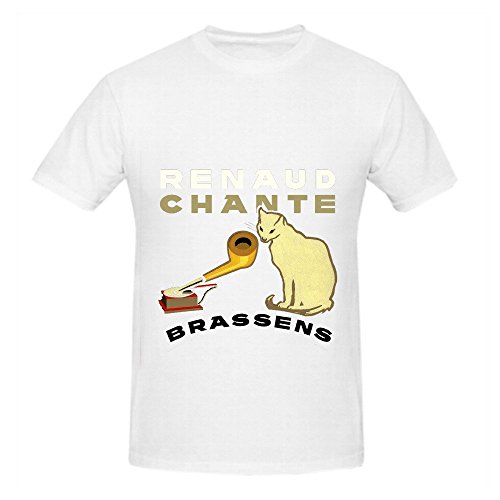 Renaud Chante Brassens Tracks Men O Neck Custom Shirts White