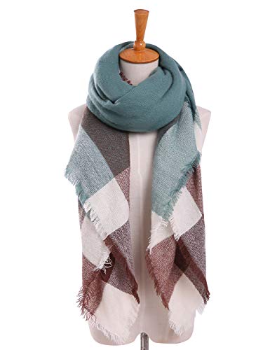 Bess Bridal Women's Plaid Blanket Winter Scarf Warm Cozy Tartan Wrap Oversized Shawl Cape