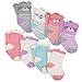 Gerber Baby 8-Pair Wiggle Proof Sock, Animal Face Girl, 0-6 Months