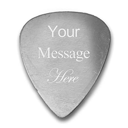 Personalized Add Your Own Engraved DOUBLE SIDED Text Guitar and Bass Pick Custom Customizable Gift SILVER Aluminum Gifts For Him, For Her, For Boys, For Girls, For Them (Double Side Engraving) - Thumbnail 3