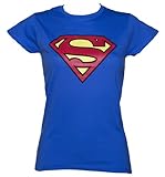 Ladies Blue Superman Logo T Shirt, Medium