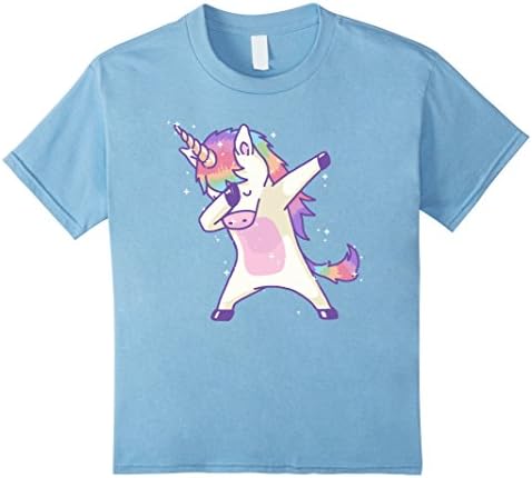 Kids Women's Dabbing Unicorn Shirt Dab Hip Hop Magic Girl Clothes 8 Baby Blue