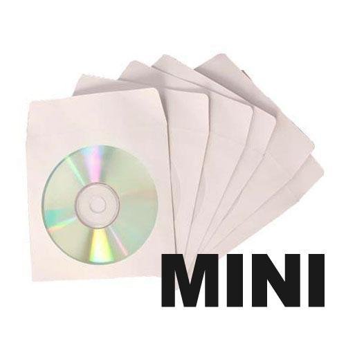 100 Mini Paper CD Sleeves with Window and Flap, Office Central