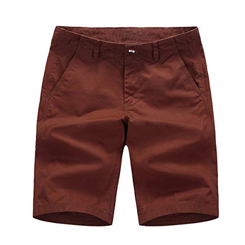 Voncheer Mens Flat Front Classic Fit Summer Casual Cotton Shorts with 4 Pockets (32, Brown Men Shorts)