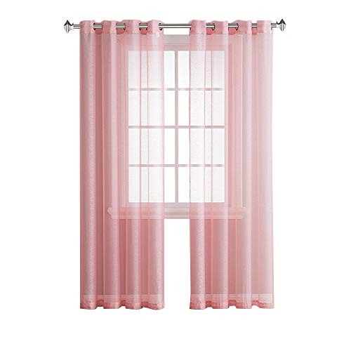 Warm Home Designs Pair of 2 Longer Size 54" (Width) x 95" (Length) Rose Pink Sheer Window Curtains. 2 Elegant Voile Panel Drapes are 108 Inch Wide Total - K Rose 95"