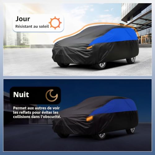 Gunhyi Breathable and Waterproof Outdoor Car Cover for All Weather, Anti-UV Protection Against Dust, Rain, Universal for Golf 308 Captur 1 Series Class A (415-450 cm) 2L