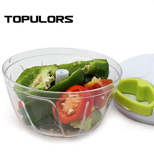 TOPULORS 2019 Manual Food Chopper Hand-Powered Food Chopper Compact Handheld Onion Chopper, Garlic Squeezer, Ginger Slicer, Pepper Cut, Herbs Chop, Cheeses Chopper Masher