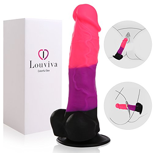 Louviva Women Masturbation Realistic Dildo Adult Toy with Suction Cup, 8