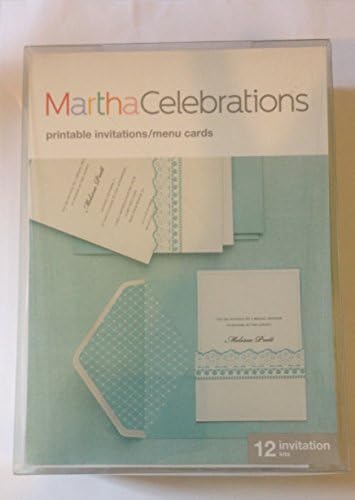 Martha Celebrations Printable Invitations/Menu Cards - Blue - 12 pack