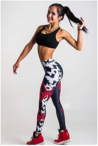 Push Up Women Polyester Butterfly Print Slim Trousers High Waist Work Out Leggings